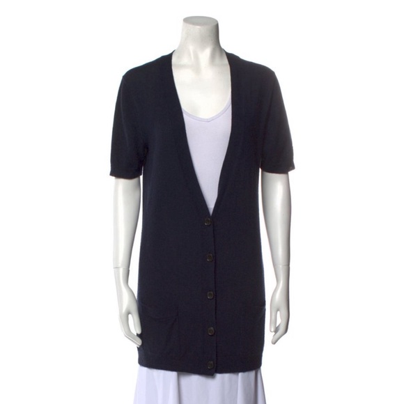 Theory Navy Cashmere V-Neck Sweater | SZ Large - Picture 1 of 3